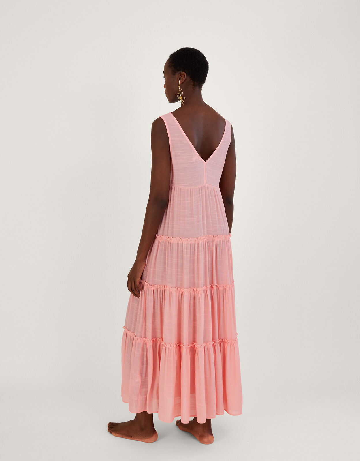 Lace Trim Bodice Beach Maxi Dress Orange