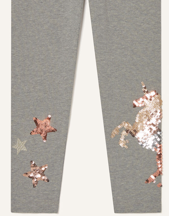 Sequin Unicorn Leggings, Grey (CHARCOAL), large