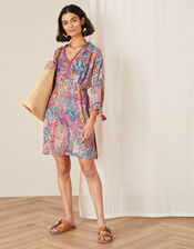 Paisley Print Kaftan Dress, Pink (PINK), large