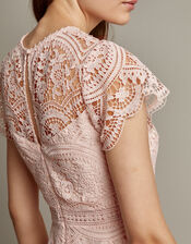 Monica Lace Midi Dress, Pink (SOFT PINK), large