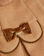 Baby Scallop Velvet Trim Coat, Camel (CAMEL), large