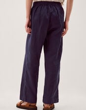 Lucy Short Straight Leg Linen Pants, Blue (NAVY), large