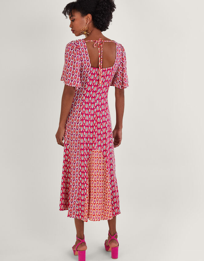Nieve Print Midi Dress with Sustainable Viscose, Ivory (IVORY), large