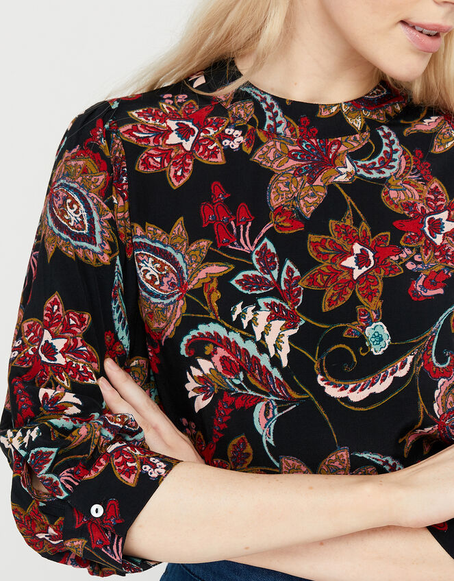Danny Paisley Print Top, Black (BLACK), large