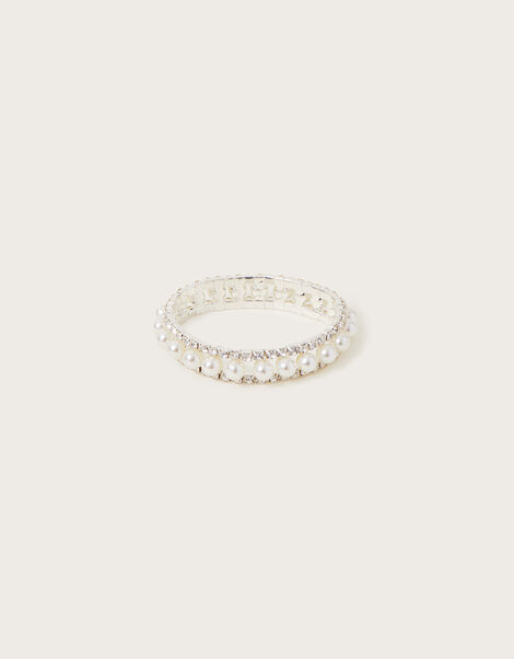 Pearl Diamante Stretch Bracelet, , large