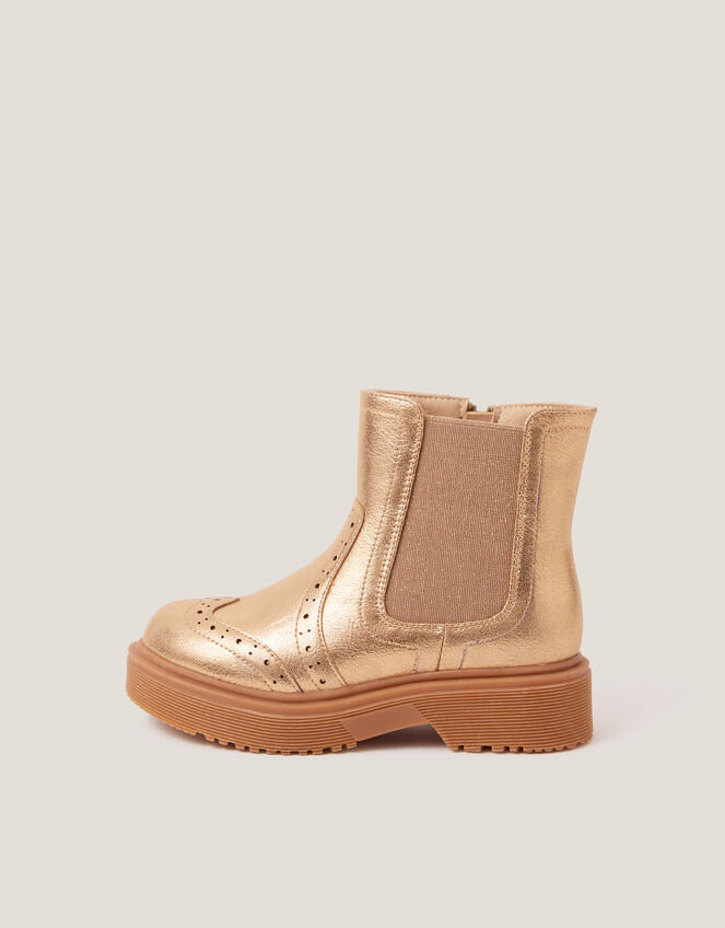 Metallic Chelsea Boots, Gold (GOLD), large