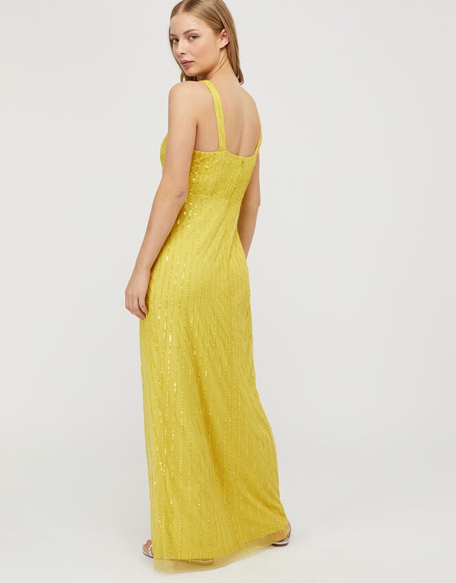 Kate Sequin Slim Maxi Dress, Yellow (YELLOW), large