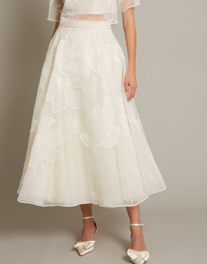 Rosie Embroidered Floral Wedding Skirt, Ivory (IVORY), large