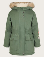 Embroidered Butterfly Parka, Green (GREEN), large
