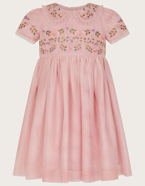 Baby Embroidered Collar Tulle Dress Pink, Pink (PINK), large