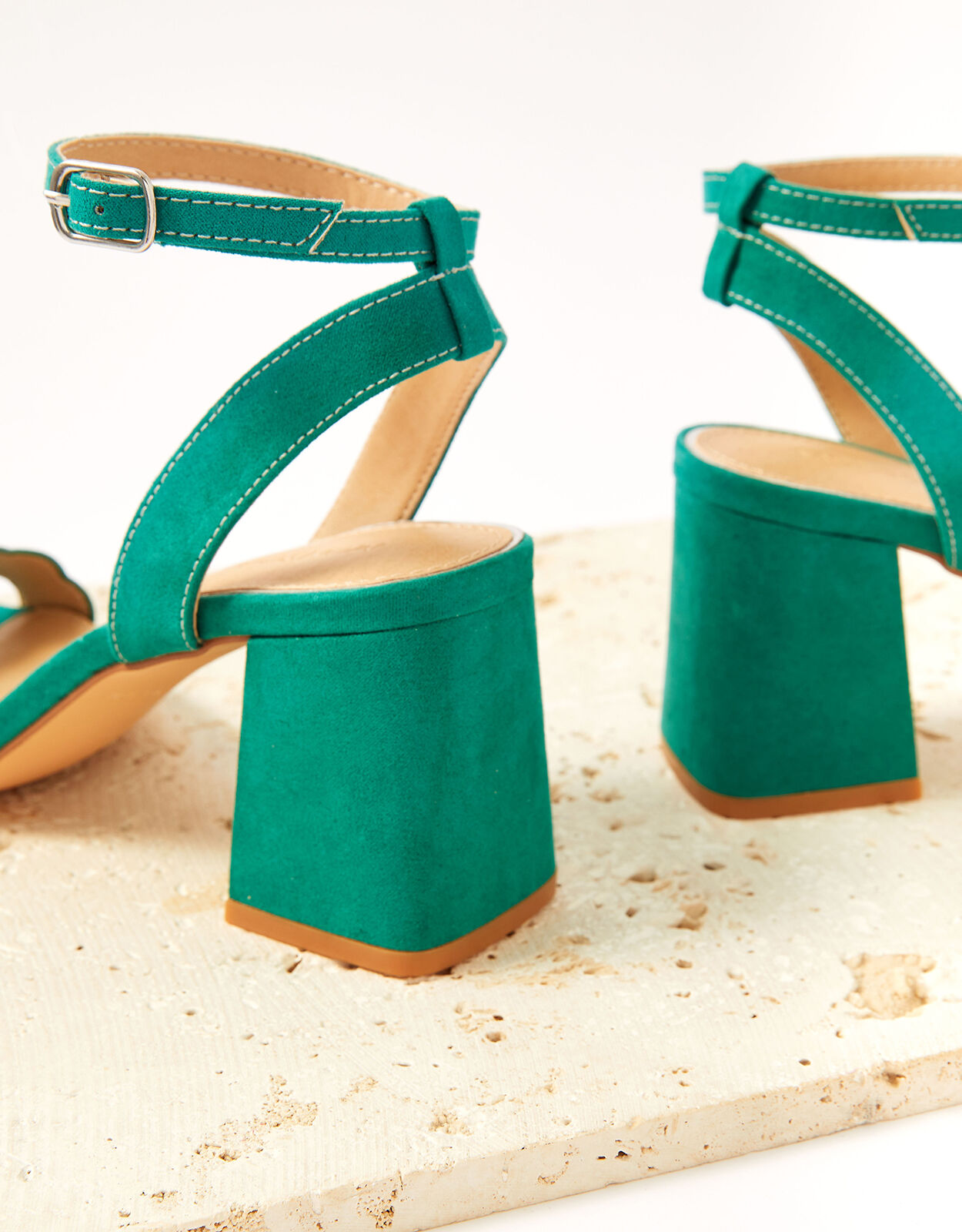 Block heel green shoes store