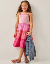 Ric Rac Color Block Tiered Dress, Pink (PINK), large
