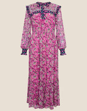 Elle Woodblock Printed Dress, Pink (PINK), large