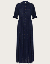 Embroidered Spot Shirt Dress in LENZING™ ECOVERO™, Blue (NAVY), large