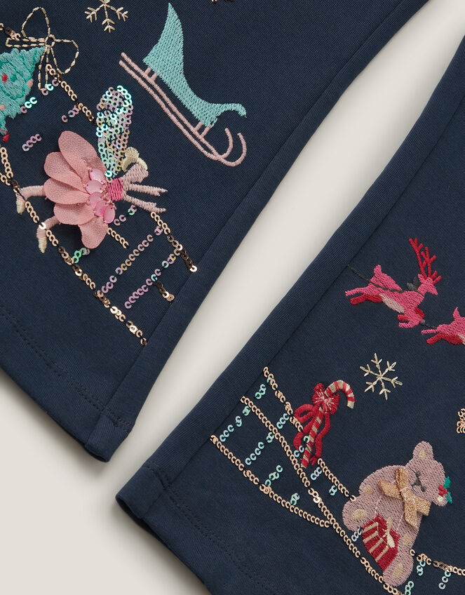 Christmas Scene Flare Leggings, Blue (NAVY), large