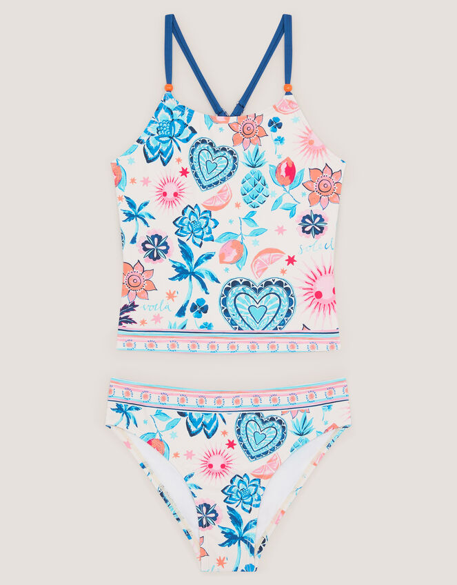 Pineapple Print Tankini Set, Cream (CREAM), large
