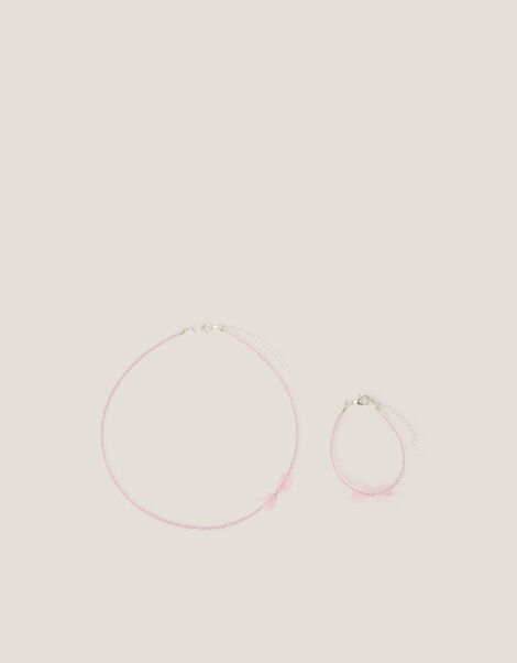 Bow Beaded Necklace & Bracelet Set, , large