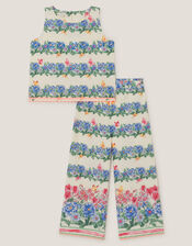 Clara Floral Print Top & Pants Set, Ivory (IVORY), large