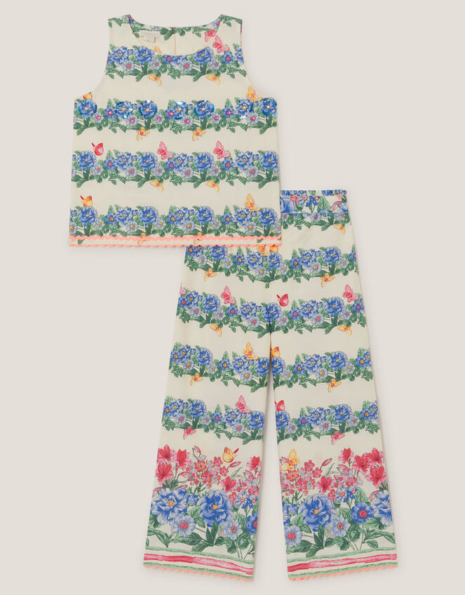 Clara Floral Print Top & Pants Set, Ivory (IVORY), large