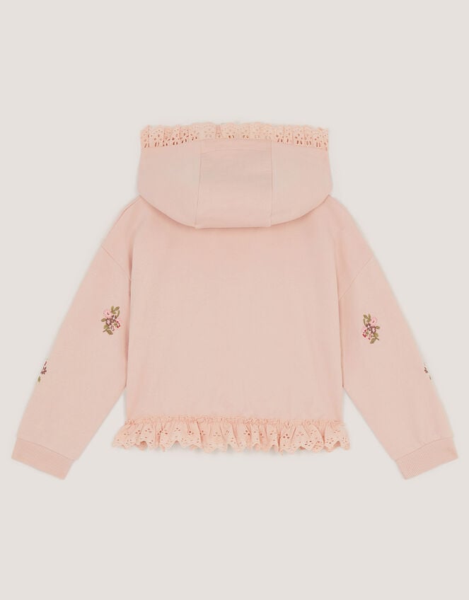 Floral Embroidered Broderie Hoodie, Pink (PINK), large