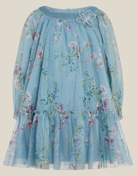 Baby Naina Floral Mesh Party Dress, Teal (TEAL), large
