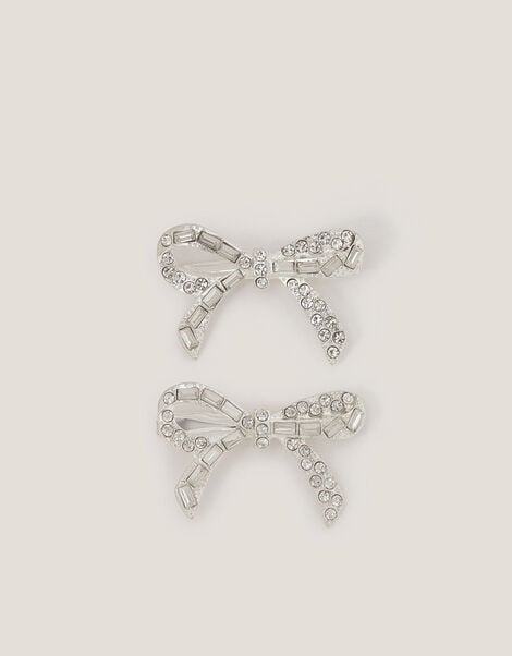 2-Pack Diamanté Bow Hair Clips, , large