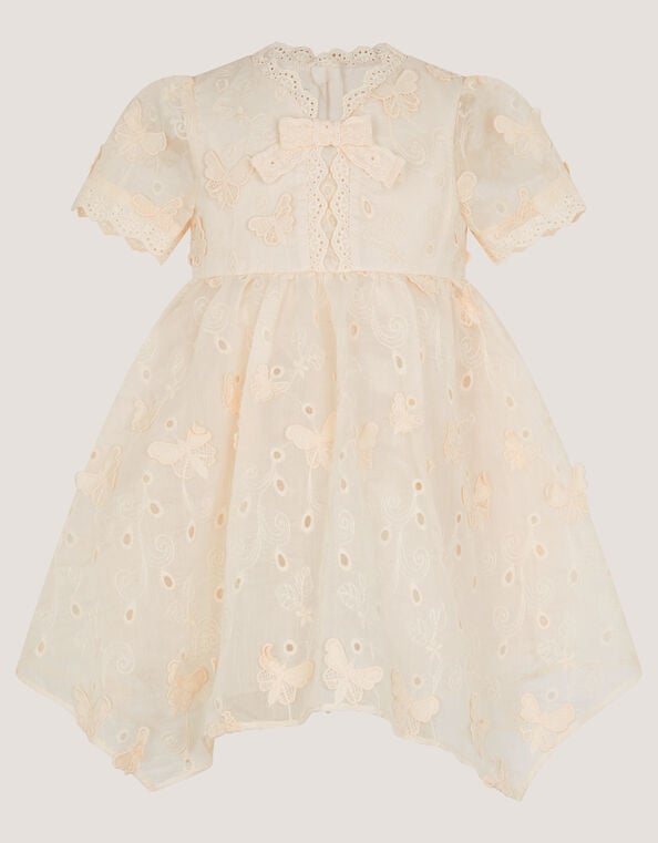 Baby Beryl Butterfly Broderie Dress, Orange (PEACH), large