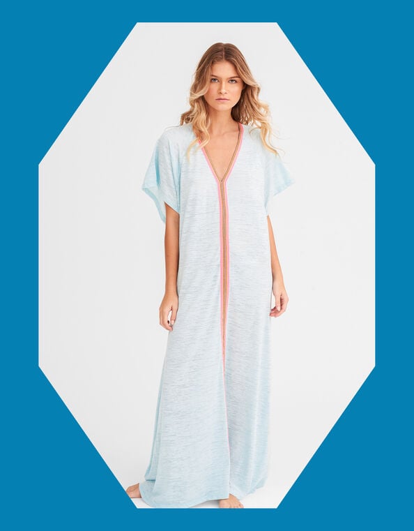 Pitusa Inca Kaftan Maxi Dress, Blue (AQUA), large