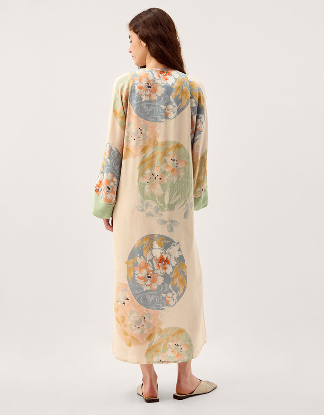 Clemence Amelie Tie Front Floral Midi Dress, Cream (CREAM), large