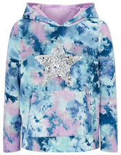 Sequin Star Tie-Dye Hoody, Blue (BLUE), large