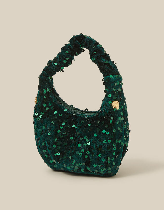 Bow Sequin Velvet Bag, , large