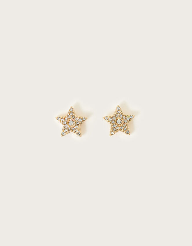 Star Stud Earrings, Gold (GOLD), large