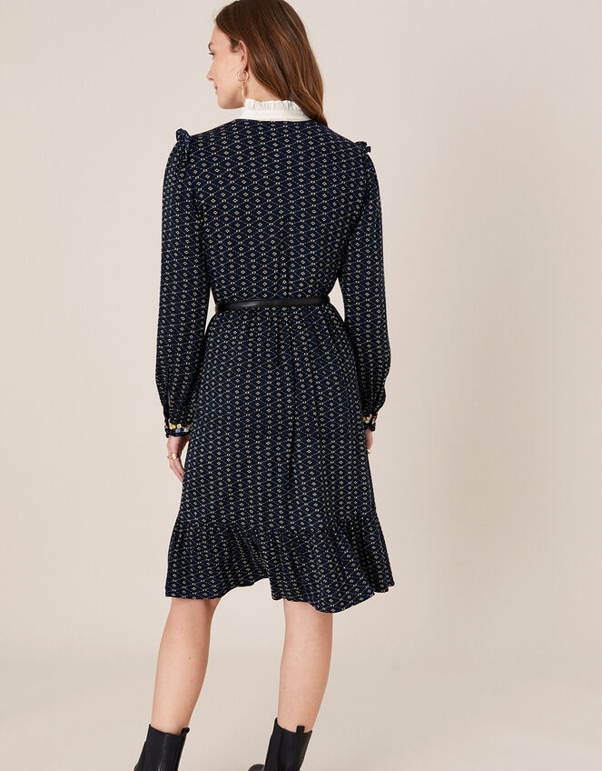 Ginny Geo Print Embroidered Midi Dress, Blue (NAVY), large