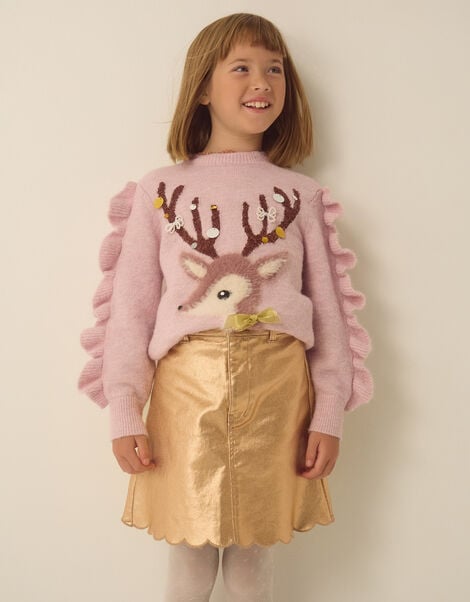 Jadine Scallop Metallic Skirt, Gold (GOLD), large