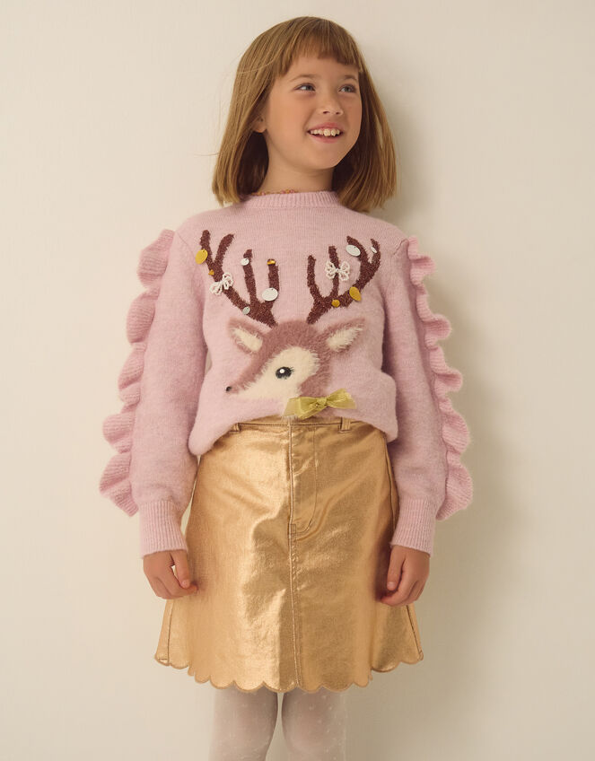 Jadine Scallop Metallic Skirt, Gold (GOLD), large