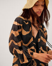 Zahara Abstract Stripe Print Blouse, Black (BLACK), large
