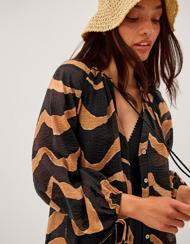Zahara Abstract Stripe Print Blouse, Black (BLACK), large