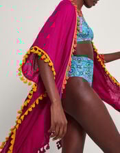 Contrast Tassel Beach Cover-Up, Pink (PINK), large