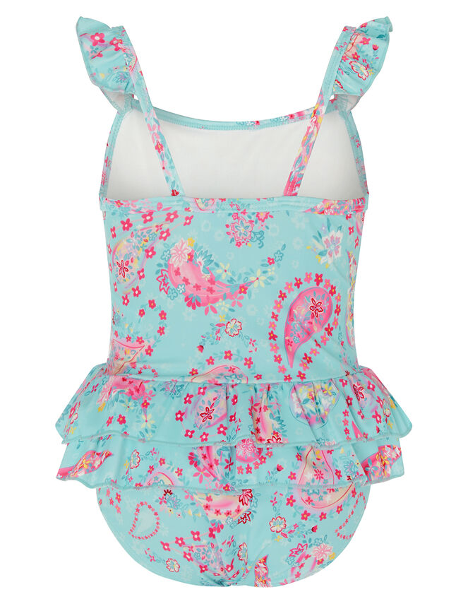 Baby Paisley Print Frill Swimsuit, Blue (BLUE), large