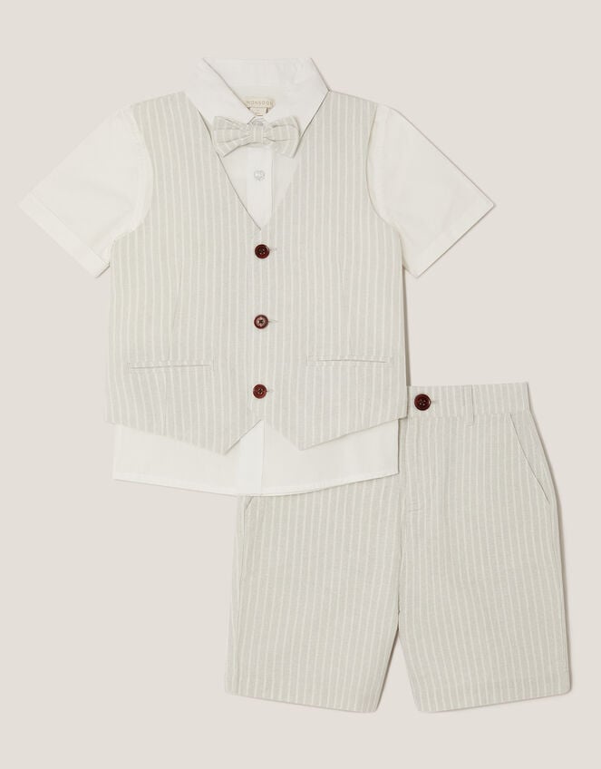 3-Piece Shirt & Waistcoat Set with Bow, Grey (GREY), large