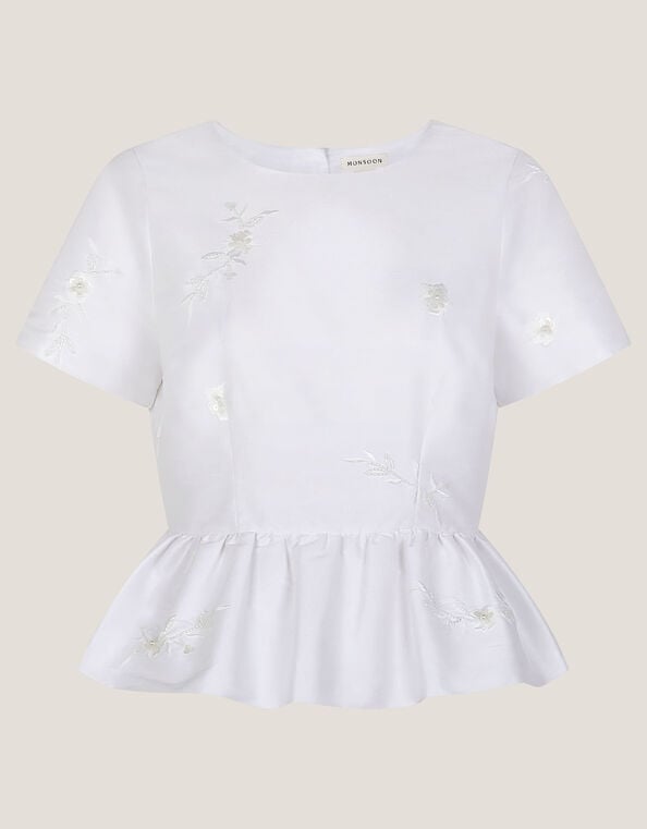 Eliza Floral Embellished Wedding Top, Ivory (IVORY), large