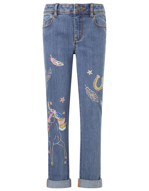 Unicorn Embroidered Jeans Blue Girls Trousers Leggings Monsoon Global