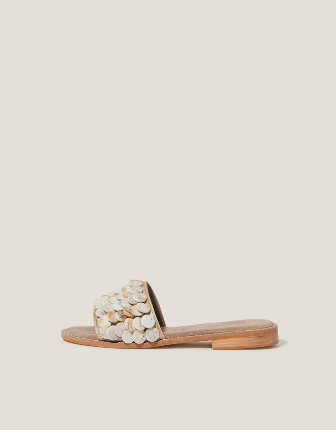 Sacha Embellished Suede Slide Sandals, Ivory (IVORY), large