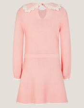 Lace Collar Knit Dress, Pink (PINK), large