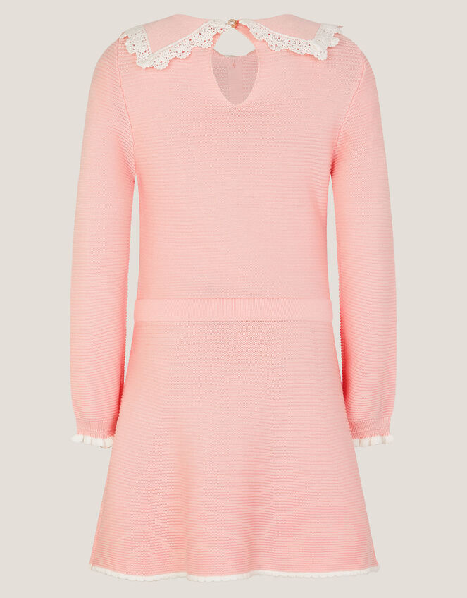 Lace Collar Knit Dress, Pink (PINK), large