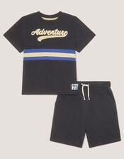 Stripe Jersey T-Shirt & Shorts Set, Blue (BLUE), large