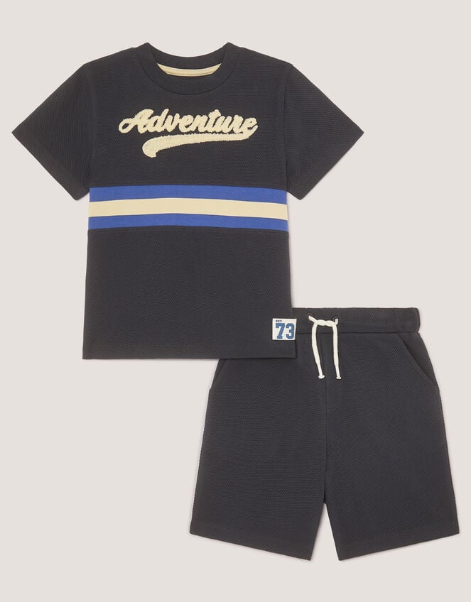 Stripe Jersey T-Shirt & Shorts Set, Blue (BLUE), large