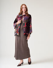 One Hundred Stars Crane Print Velvet Jacket, , large