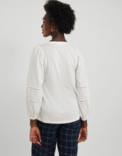 Long Sleeve Bohemian Jersey Top, Ivory (IVORY), large