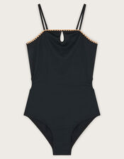 Texture Cut-Out Swimsuit, Black (BLACK), large